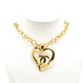 Miniatyrbild 4 av 5: Pre-owned Chanel Gold Plated CC Heart Pendant Necklace Gold