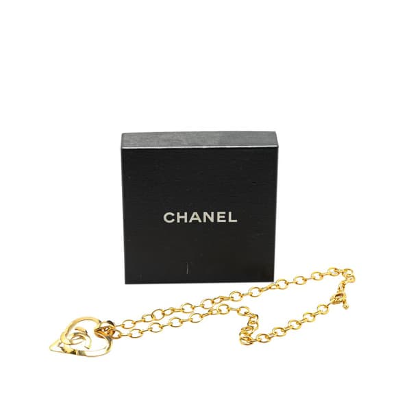 Pre-owned Chanel Gold Plated CC Heart Pendant Necklace Gold