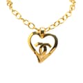 Miniatyrbild 1 av 5: Pre-owned Chanel Gold Plated CC Heart Pendant Necklace Gold