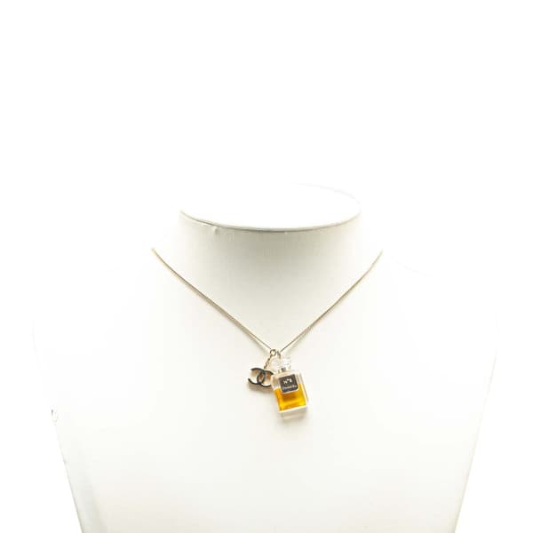 Pre-owned Chanel Gold Plated CC Perfume Bottle Pendant Necklace Gold