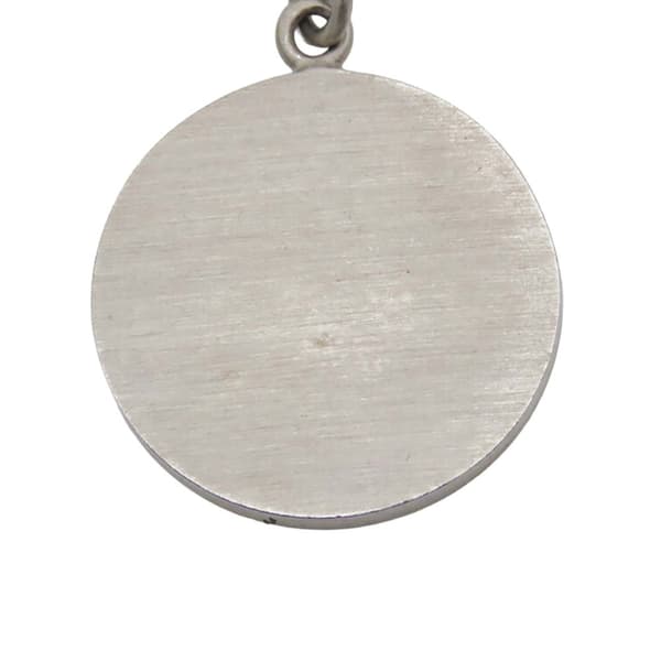 Pre-owned Chanel Silver Enamel CC Round Pendant Necklace Silver