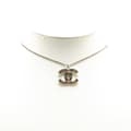 Miniatyrbild 3 av 3: Pre-owned Chanel Silver Checkered CC Pendant Necklace Silver