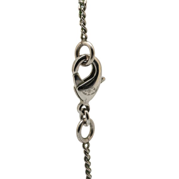 Pre-owned Chanel Silver Checkered CC Pendant Necklace Silver