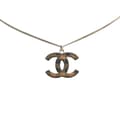 Miniatyrbild 1 av 3: Pre-owned Chanel Silver Checkered CC Pendant Necklace Silver
