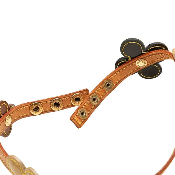 Pre-owned Louis Vuitton Leather Flower Lexington Choker Brown