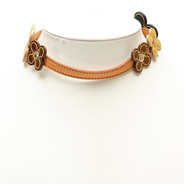 Pre-owned Louis Vuitton Leather Flower Lexington Choker Brown