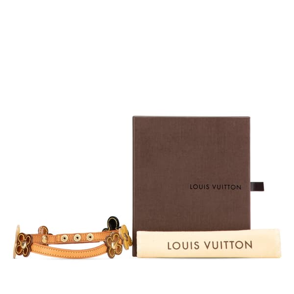 Pre-owned Louis Vuitton Leather Flower Lexington Choker Brown