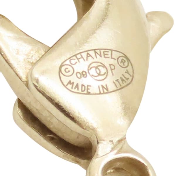 Pre-owned Chanel Gold Plated CC Rhinestones Pendant Necklace Gold