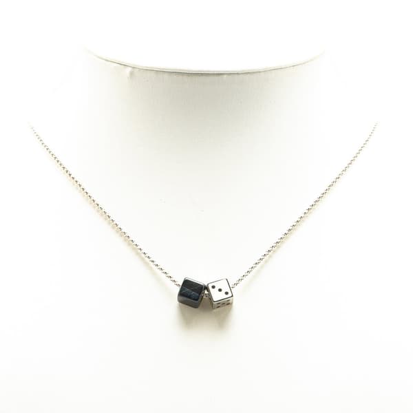 Pre-owned Louis Vuitton Silver Plated Enamel Game On Dice Pendant Necklace Silver