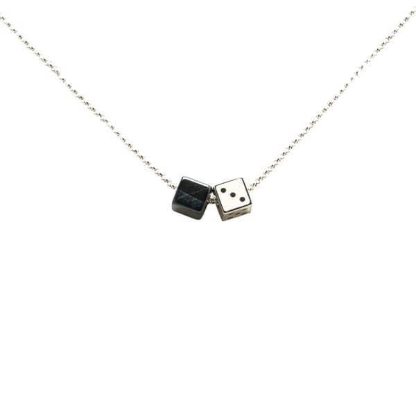 Pre-owned Louis Vuitton Silver Plated Enamel Game On Dice Pendant Necklace Silver
