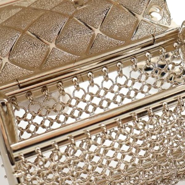 Pre-owned Chanel Gold Plated Lambskin Micro Flap Bag Pendant Necklace Gold