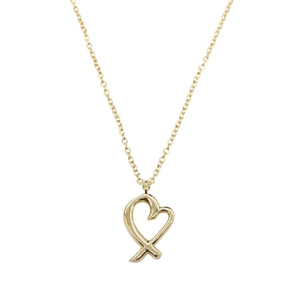 Pre-owned Tiffany 18K Yellow Gold Paloma Picasso Loving Heart Necklace Gold