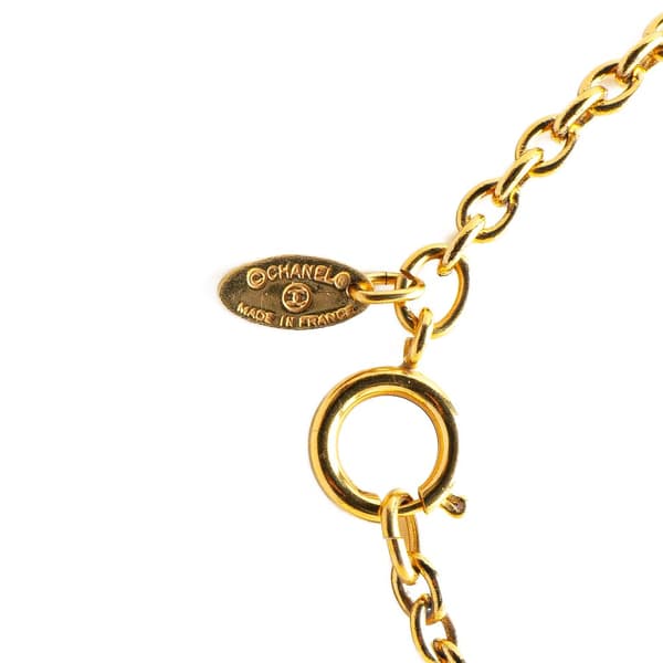 Pre-owned Chanel Gold Plated CC Quilted Pendant Necklace Gold