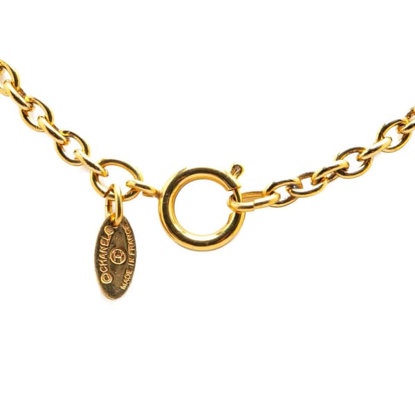 Pre-owned Chanel Gold Plated CC Quilted Pendant Necklace Gold