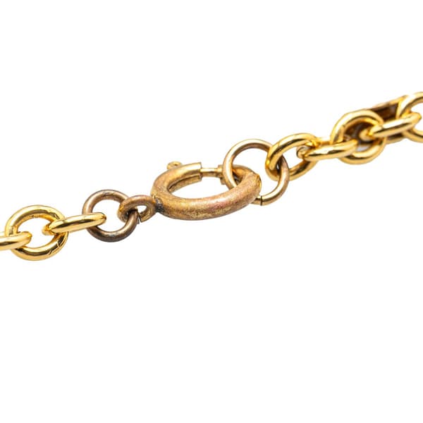 Pre-owned Chanel Gold Plated CC Coin Long Chain Station Necklace Gold
