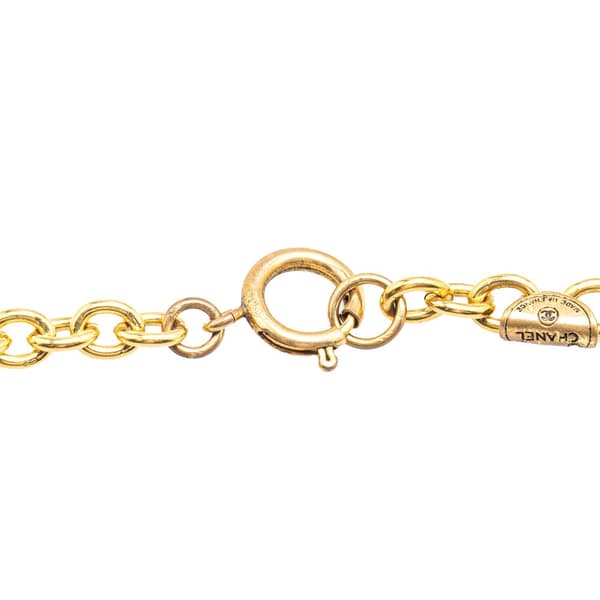 Pre-owned Chanel Gold Plated CC Coin Long Chain Station Necklace Gold