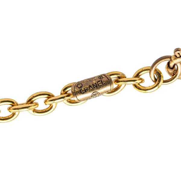 Pre-owned Chanel Gold Plated CC Coin Long Chain Station Necklace Gold