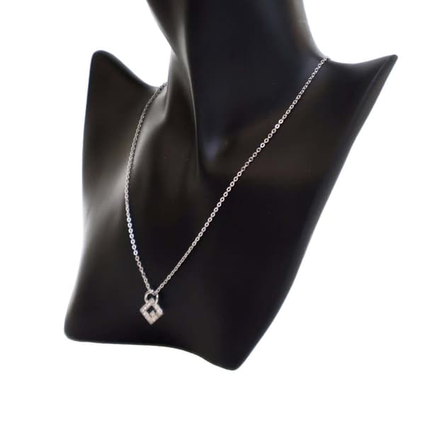 Pre-owned Givenchy Silver Plated G Logo Rhinestone Pendant Necklace Silver
