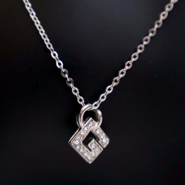 Pre-owned Givenchy Silver Plated G Logo Rhinestone Pendant Necklace Silver