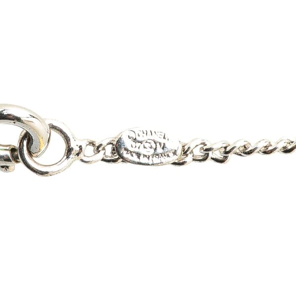 Pre-owned Chanel Silver CC Enamel Pendant Necklace Silver