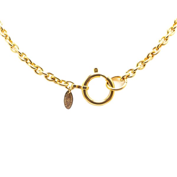 Pre-owned Chanel Gold Plated Circle Logo Pendant Necklace Gold