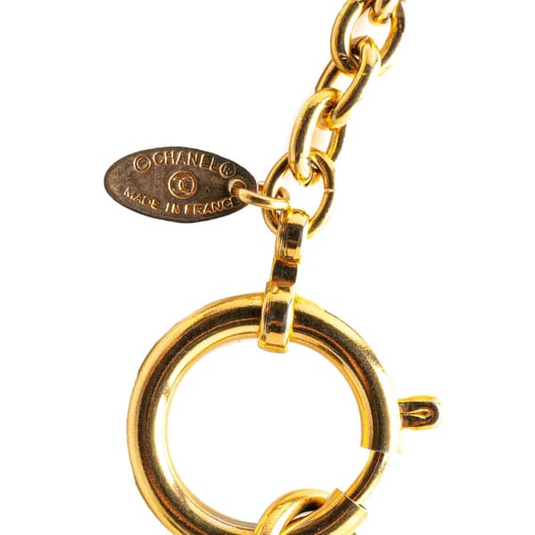 Pre-owned Chanel Gold Plated Circle Logo Pendant Necklace Gold