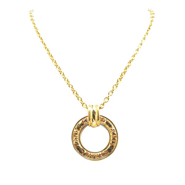 Pre-owned Chanel Gold Plated Circle Logo Pendant Necklace Gold