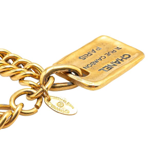 Pre-owned Chanel Gold Plated 31 Rue Cambon Dog Tag Pendant Necklace Gold