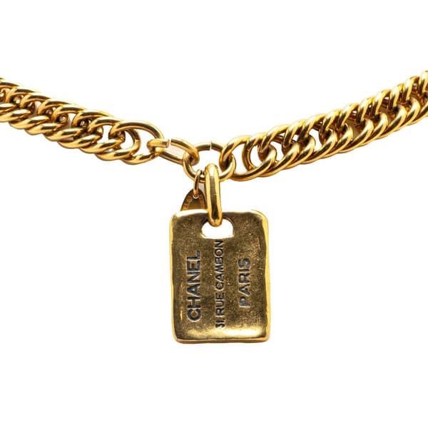 Pre-owned Chanel Gold Plated 31 Rue Cambon Dog Tag Pendant Necklace Gold