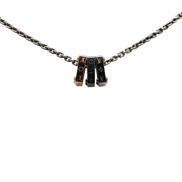Pre-owned Louis Vuitton Stainless Steel Monogram Bold Necklace Silver