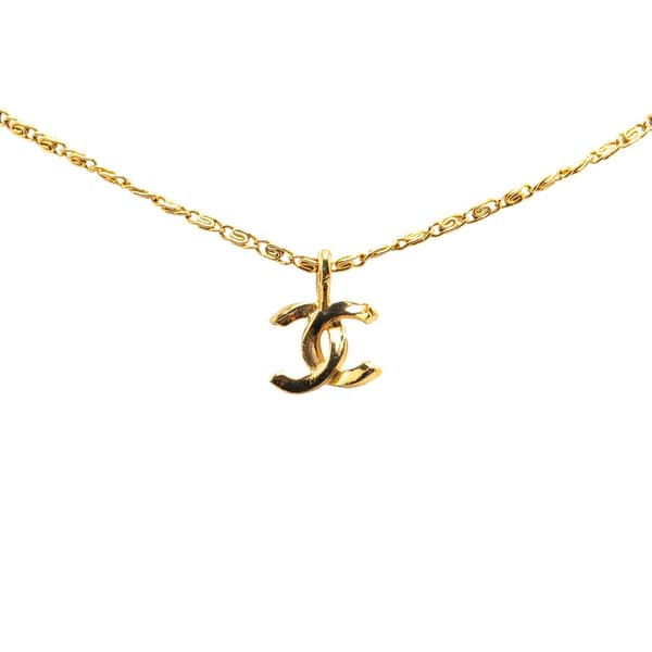 Pre-owned Chanel Gold Plated CC Pendant Necklace Gold