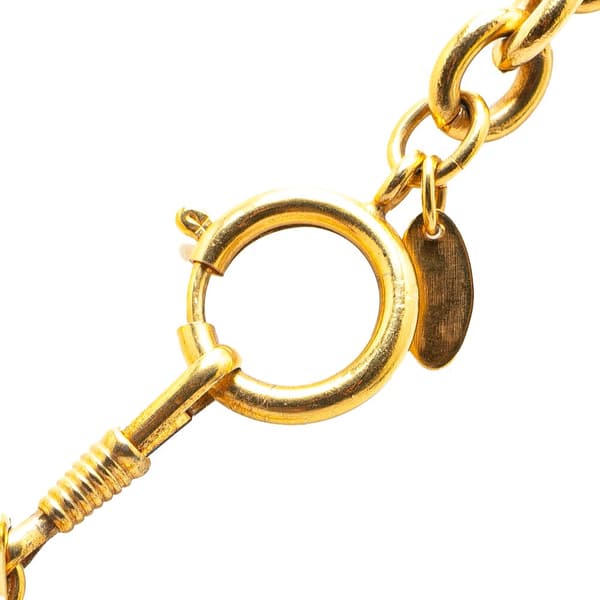 Pre-owned Chanel Gold Plated CC Quilted Pendant Necklace Gold