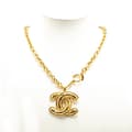 Miniatyrbild 5 av 6: Pre-owned Chanel Gold Plated CC Quilted Pendant Necklace Gold