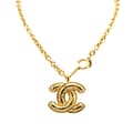 Miniatyrbild 1 av 6: Pre-owned Chanel Gold Plated CC Quilted Pendant Necklace Gold