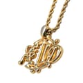 Miniatyrbild 3 av 5: Pre-owned Dior Gold Plated Logo Crystal Pendant Necklace Gold