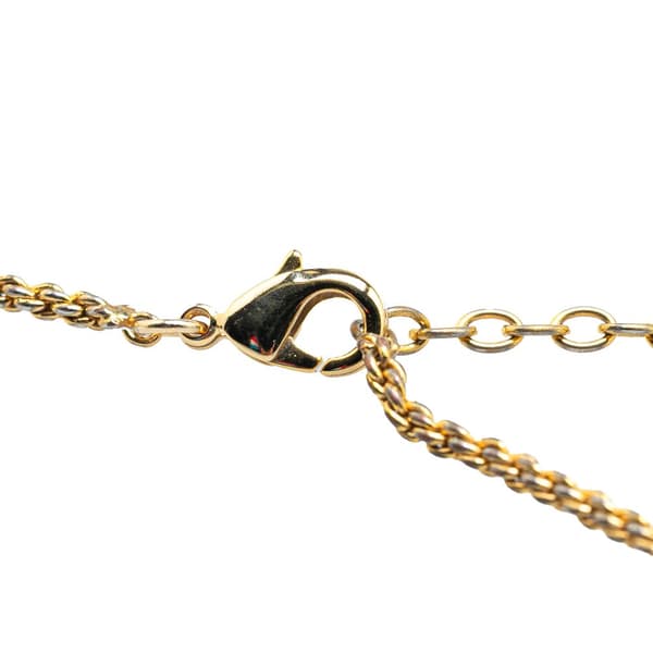 Pre-owned Dior Gold Plated Logo Crystal Pendant Necklace Gold