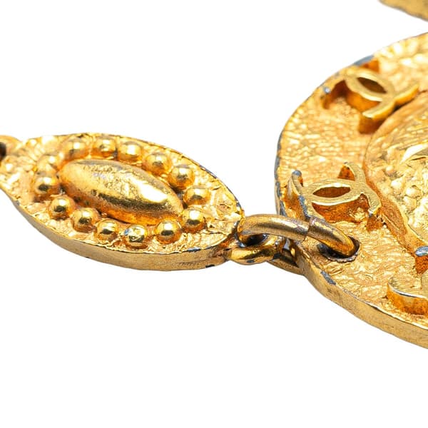 Pre-owned Chanel Gold Plated Sun Lion Necklace Gold