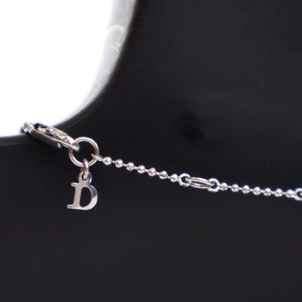 Pre-owned Dior Palladium Plated Enamel Dice Logo Pendant Necklace Silver