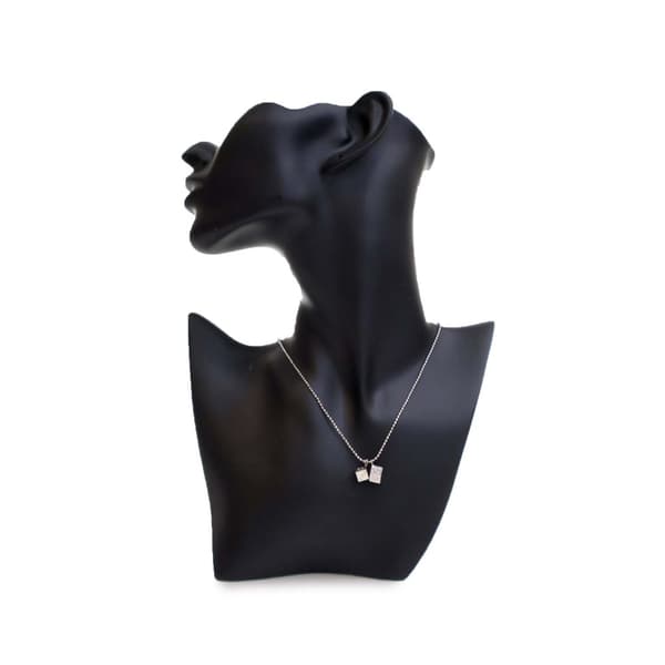 Pre-owned Dior Palladium Plated Enamel Dice Logo Pendant Necklace Silver