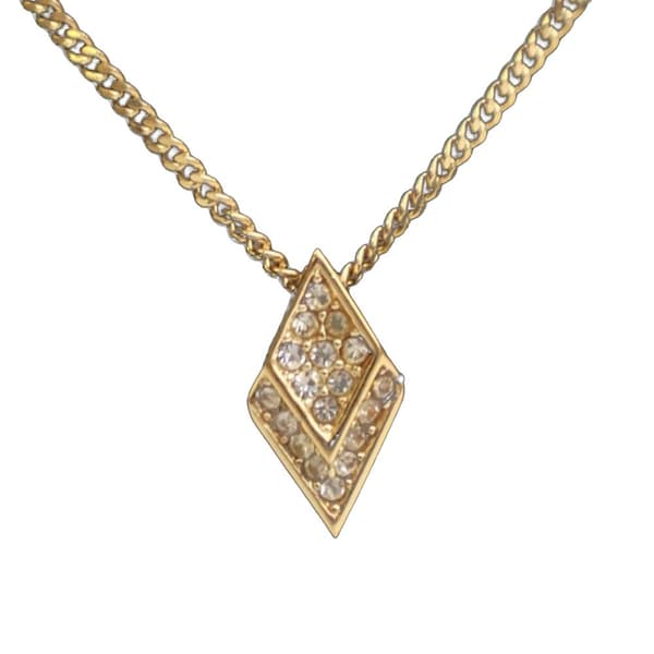 Pre-owned Dior Gold Plated Crystal Pendant Necklace Gold