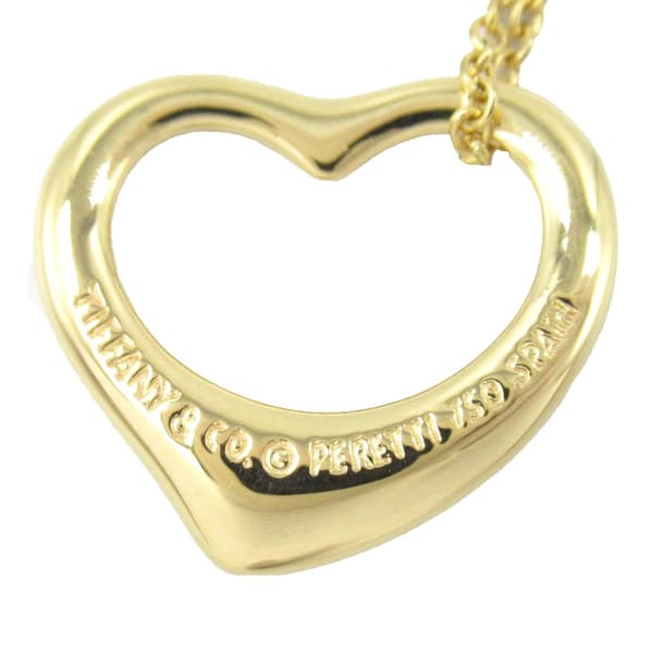 Pre-owned Tiffany 18K Yellow Gold Small Elsa Peretti Open Heart Pendant Necklace Gold