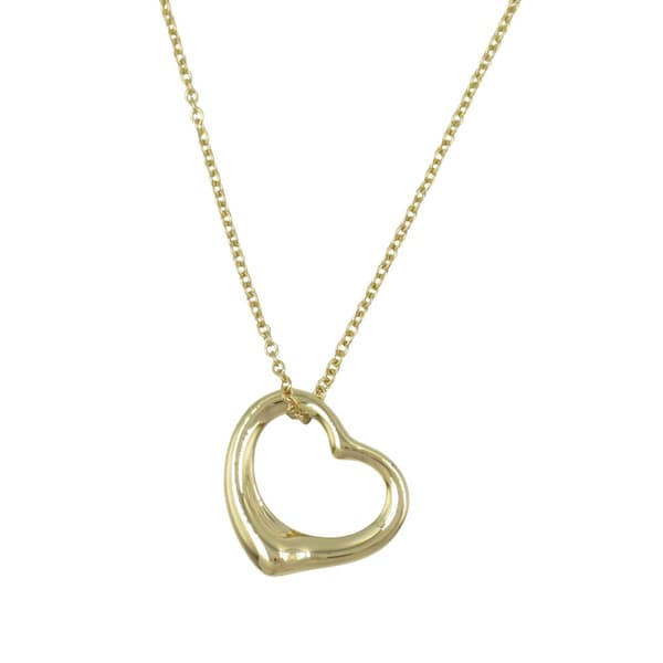 Pre-owned Tiffany 18K Yellow Gold Small Elsa Peretti Open Heart Pendant Necklace Gold