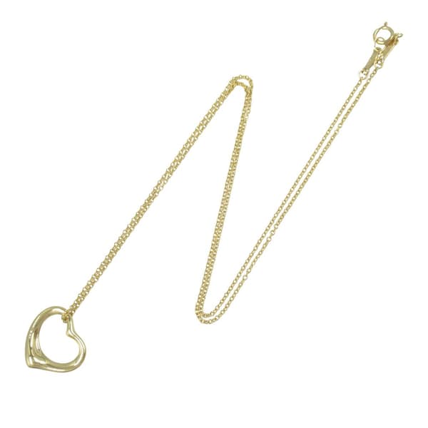 Pre-owned Tiffany 18K Yellow Gold Small Elsa Peretti Open Heart Pendant Necklace Gold