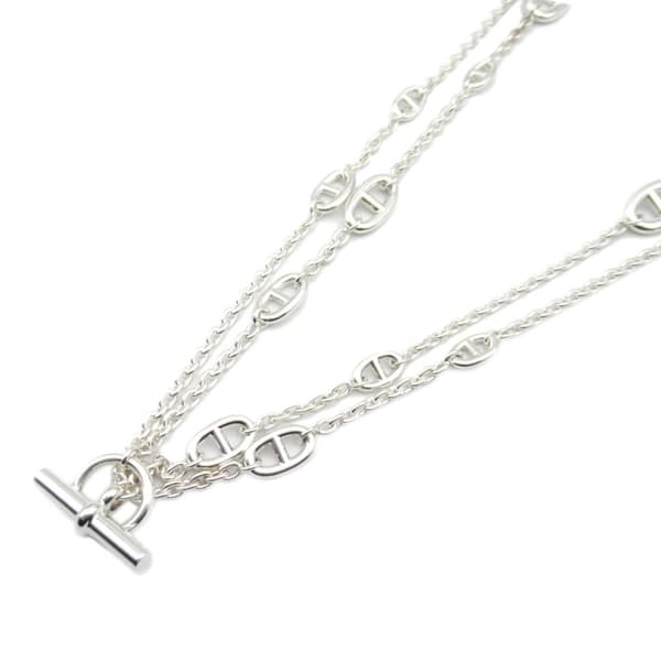 Pre-owned Hermès Sterling Silver Chain d'Ancre Farandole Necklace Silver
