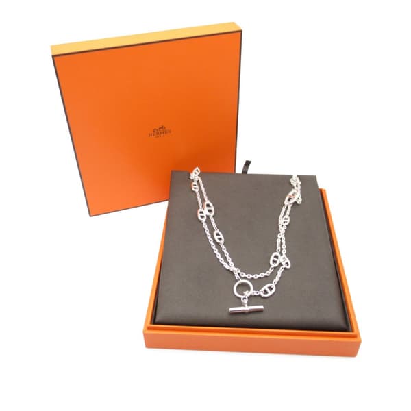 Pre-owned Hermès Sterling Silver Chain d'Ancre Farandole Necklace Silver