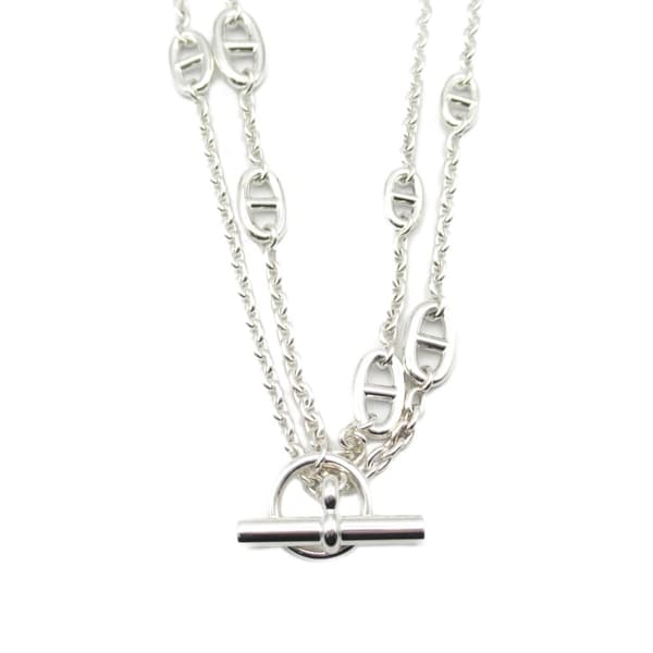 Pre-owned Hermès Sterling Silver Chain d'Ancre Farandole Necklace Silver