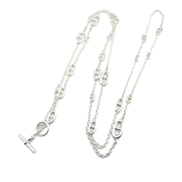Pre-owned Hermès Sterling Silver Chain d'Ancre Farandole Necklace Silver