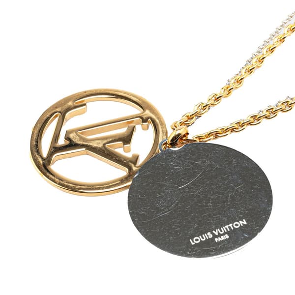 Pre-owned Louis Vuitton Gold Plated and Palladium Plated Collier Louise Necklace Gold