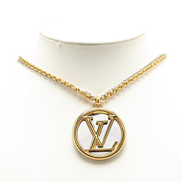 Pre-owned Louis Vuitton Gold Plated and Palladium Plated Collier Louise Necklace Gold