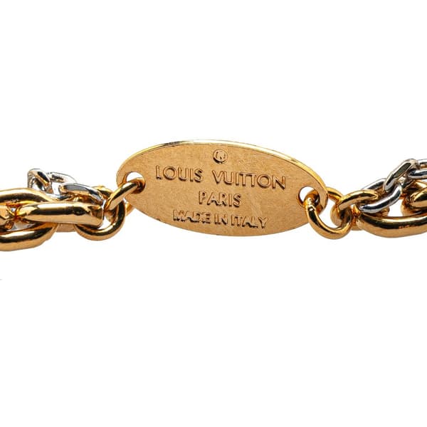 Pre-owned Louis Vuitton Gold Plated and Palladium Plated Collier Louise Necklace Gold